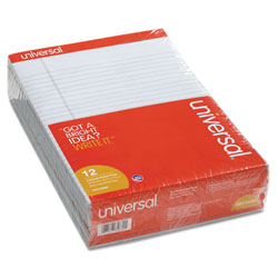 Universal Colored Perforated Writing Pads, Wide/Legal Rule, 8.5 x 11, Blue, 50 Sheets, Dozen