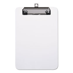 Universal Plastic Clipboard with Low Profile Clip, 1/2" Capacity, Holds 5 x 8, Clear
