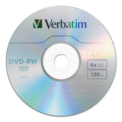 Verbatim DVD-RW, 4.7GB, 4X, 30/PK Spindle