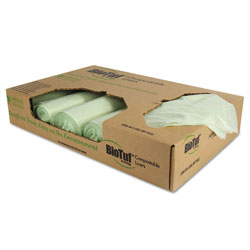 Heritage Bag Biotuf Compostable Can Liners, 48 gal, 1 mil, 42" x 48", Green, 100/Carton