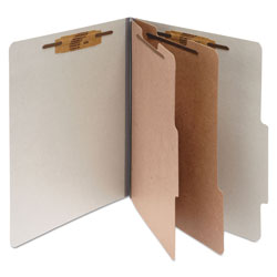 Acco Pressboard Classification Folders, 2 Dividers, Letter Size, Mist Gray, 10/Box