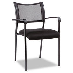 Alera Eikon Series Stacking Mesh Guest Chair, Black Seat/Black Back, Black Base, 2/Carton