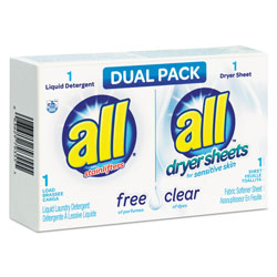All Free Clear HE Liquid Laundry Detergent/Dryer Sheet Dual Vend Pack, 100/Ctn