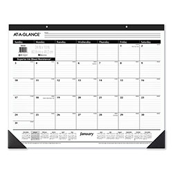 At-A-Glance Ruled Desk Pad, 24 x 19, White Sheets, Black Binding, Black Corners, 12-Month (Jan to Dec): 2024