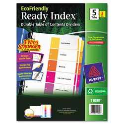 Avery Customizable Table of Contents Ready Index Dividers with Multicolor Tabs, 5-Tab, 1 to 5, 11 x 8.5, White, 3 Sets