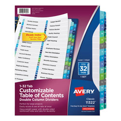 Avery Customizable TOC Ready Index Double Column Multicolor Dividers, 32-Tab, Letter