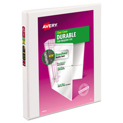 Avery Durable View Binder with DuraHinge and Slant Rings, 3 Rings, 0.5" Capacity, 11 x 8.5, White