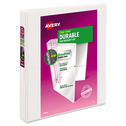 Avery Durable View Binder with DuraHinge and Slant Rings, 3 Rings, 1" Capacity, 11 x 8.5, White