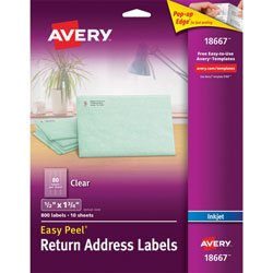 Avery Easy Peel Mailing Labels For Inkjet Printers, 8-1/2 x 11, Clear, 800/Pack