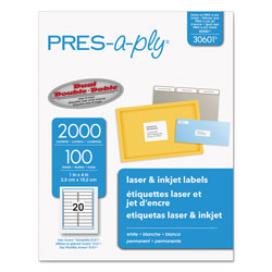 Avery Labels, Laser Printers, 1 x 4, White, 20/Sheet, 100 Sheets/Box