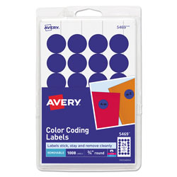 Avery Printable Self-Adhesive Removable Color-Coding Labels, 0.75" dia., Dark Blue, 24/Sheet, 42 Sheets/Pack