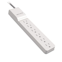Belkin Home/Office Surge Protector w/Rotating Plug, 6 Outlets, 8 ft Cord, 720J, White