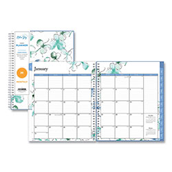 Blue Sky Lindley Monthly Planner, Lindley Floral Artwork, 10 x 8, White/Blue/Green Cover, 12-Month (Jan to Dec): 2024