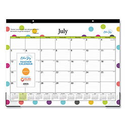 Blue Sky Teacher Dots Academic Desk Pad, 22 x 17, Black Binding, Clear Corners, 12-Month (July to June): 2023 to 2024