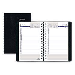 Blueline DuraGlobe Daily Planner, 30-Minute Appointments, 8 x 5, Black Cover, 12-Month (Jan to Dec): 2024