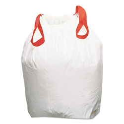 Boardwalk Drawstring Kitchen Trash Bags, 13 gallon, Low-Density, 24.5" x 27.4", White, 100/Carton