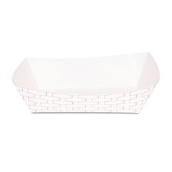 Boardwalk Paper Food Baskets, 5 lb Capacity, Red/White, 500/Carton