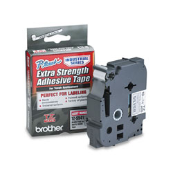 Brother TZ Extra-Strength Adhesive Laminated Labeling Tape, 0.7" x 26.2 ft, Black on Matte Silver