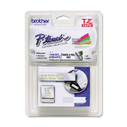 Brother TZ Standard Adhesive Laminated Labeling Tape, 0.47" x 16.4 ft, Gold/Silver