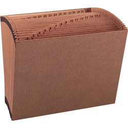 Business Source Accordion File, No Flap, 31 Pockets, 1-31, Letter, 12"x10", Brown