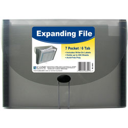 C-Line Expanding Files, 1.63" Expansion, 7 Sections, Letter Size, Smoke