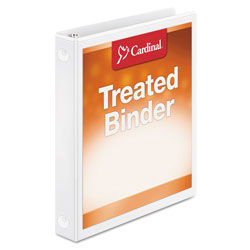 Cardinal Treated Binder ClearVue Locking Round Ring Binder, 3 Rings, 1" Capacity, 11 x 8.5, White