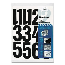 Chartpak/Pickett Press-On Vinyl Numbers, Self Adhesive, Black, 4"h, 23/Pack
