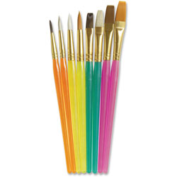 Chenille Kraft Acrylic Handled Brush Set, Assorted Sizes/Colors, 8 Brushes/Set