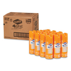 Clorox 4-in-One Disinfectant and Sanitizer, Citrus, 14 oz Aerosol, 12/Carton