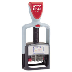 Consolidated Stamp Model S 360 Two-Color Message Dater, 1.75 x 1, "Paid," Self-Inking, Blue/Red