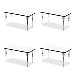 Correll® Markerboard Activity Tables, Rectangular, 60" x 24" x 19" to 29", White Top, Black Legs, 4/Pallet
