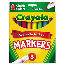 Crayola Non-Washable Marker, Broad Bullet Tip, Assorted Colors, 8/Pack