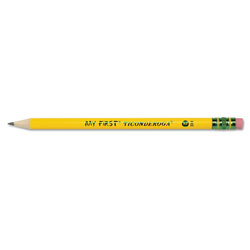 Dixon Ticonderoga My First Woodcase Pencil with Eraser, HB (#2), Black Lead, Yellow Barrel, Dozen