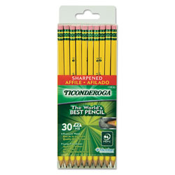 Dixon Ticonderoga Pre-Sharpened Pencil, HB (#2), Black Lead, Yellow Barrel, 30/Pack