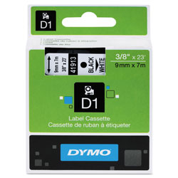 Dymo D1 High-Performance Polyester Removable Label Tape, 0.37" x 23 ft, Black on White