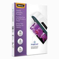 Fellowes ImageLast Laminating Pouches with UV Protection, 3 mil, 9" x 11.5", Clear, 100/Pack