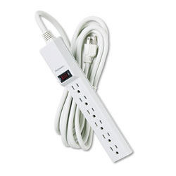 Fellowes Six-Outlet Power Strip, 120V, 15ft Cord, 10 7/8 x 1 7/8 x 1 5/8, Platinum
