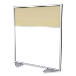 Ghent MFG Floor Partition with Aluminum Frame and 2 Split Panel Infill, 48.06 x 2.04 x 53.86, White/Carmel