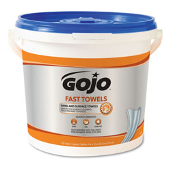 Gojo FAST TOWELS Hand Cleaning Towels, 9 x 10, White, 225/Bucket, 2 Buckets/Carton