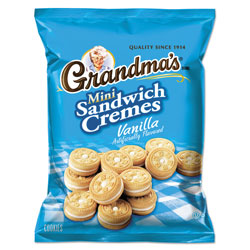 Grandma's Mini Vanilla Creme Sandwich Cookies, 3.71 oz, 24/Carton