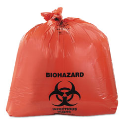 Heritage Bag Healthcare Biohazard Printed Can Liners, 45 gal, 3 mil, 40" x 46", Red, 75/Carton