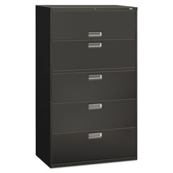 Hon 600 Series Five-Drawer Lateral File, 42w x 18d x 64.25h, Charcoal