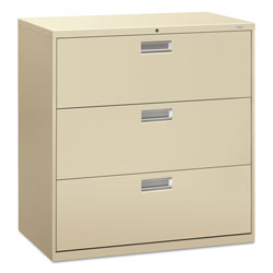 Hon 600 Series Three-Drawer Lateral File, 42w x 18d x 39.13h, Putty