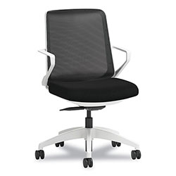 Hon Cliq Office Chair, Supports Up to 300 lb, 17" to 22" Seat Height, Black Seat/Back, White Base