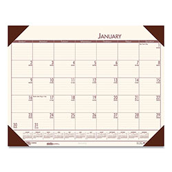 House Of Doolittle EcoTones Recycled Monthly Desk Pad Calendar, 22 x 17, Moonlight Cream Sheets, Brown Corners, 12-Month (Jan to Dec): 2024