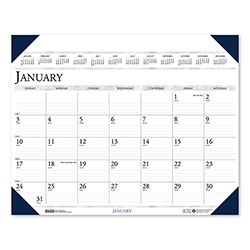 House Of Doolittle Executive Monthly Desk Pad Calendar, 24 x 19, White/Blue Sheets, Blue Corners, 12-Month (Jan to Dec): 2024