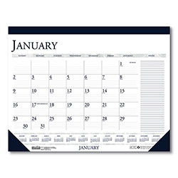 House Of Doolittle Recycled Two-Color Monthly Desk Pad Calendar with Notes Section, 22 x 17, Blue Binding/Corners, 12-Month (Jan-Dec): 2024