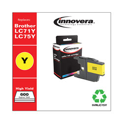 Innovera Remanufactured Yellow High-Yield Ink, Replacement For Brother LC75Y, 600 Page Yield