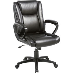 Lorell Chair, Bonded Leather, 24"Wx26-2/5"Lx38-1/4"H, Black