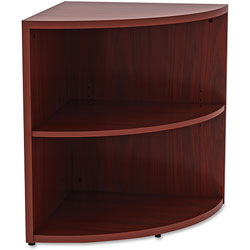 Lorell Laminate Corner Bookcase, 23-3/5" x 23-3/5" x 29-1/2", Mahogany